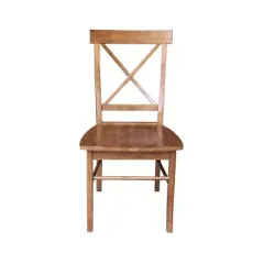 Set of 2 X Back Chairs with Solid Wood Seat Distressed Oak - International Concepts