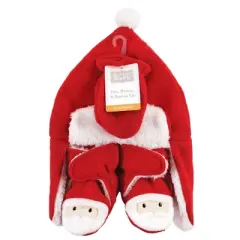 Hudson Baby Unisex Baby Trapper Hat, Mitten and Bootie Set, Santa