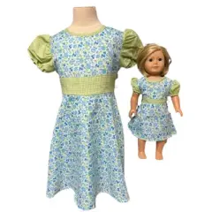 Doll Clothes Superstore Size 6 Matching Girl And Doll Blue Flower  Dresses