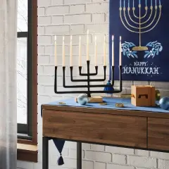 Modern Aluminum and Wood Menorah Black - Threshold&trade;