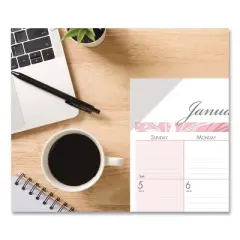 Recycled Monthly Desk Pad Calendar, Breast Cancer Awareness Artwork, 22 x 17, Black Binding/Corners,12-Month (Jan-Dec): 2026