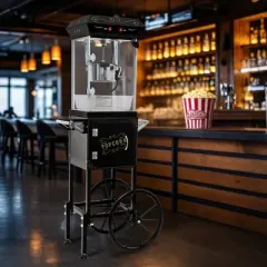 Gulches Black 6 Ounce Popcorn Maker with Mobile Cart