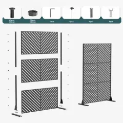 PexFix 72 in. x 47 in. Outdoor Metal Privacy Screen Garden Fence in Arrows Pattern in Black