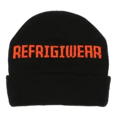 RefrigiWear Soft Acrylic Knit Winter Watch Cap (Black with Logo, One Size Fits All)