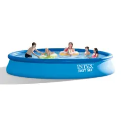 Intex 28157EH Easy Set 15 Foot by 33 Inch Round Inflatable Outdoor Backyard Above Ground Swimming Pool Set with 530 GPH Filter Pump, Blue