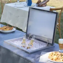 VEVOR Drop in Ice Chest, 20"L x 16"W x 13"H Stainless Steel Ice Cooler, Commercial Ice Bin with Hinged Cover, 40 qt Outdoor Kitchen Ice Bar