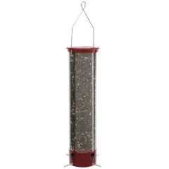 Droll Yankees Dipper Bird Feeder, Wild Bird, 5 lb Polycarbonate Tube 4 ports, 8.75"L x 8.75"W x 28"H