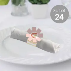 Big Dot of Happiness Hello Rainbow - Boho Baby Shower and Birthday Party Paper Napkin Holder - Napkin Rings - Set of 24