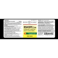 Geri Care Bisacodyl 5mg Stimulant Laxative Tablets, 1000 Count