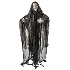 5 Ft. 4 3/4" Animated Standing Light-Up Skeleton Man with Bling Halloween Decoration