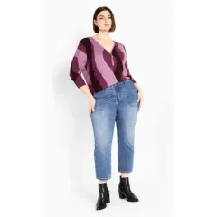 Women's Plus Size Lina Zip Print Top - plum | ZIM & ZOE