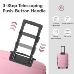 NAYSAYE Luggage ABS Hardshell Spinner Set with TSA Lock and Stylish Design for Travel, Pink, 20.87"*11.61"*30.31"