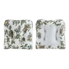 Ellis Curtain Madison Floral Design Printed Natural Ground Non-Skid Backing Chair Pad Blue