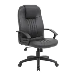 High Back Leather Plus Chair Black - Boss Office Products