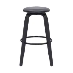 26" Harbor Backless Swivel Faux Leather Wood Counter Height Barstool Gray/Black - Armen Living