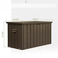 DSVIMOY 120GAL Outdoor Storage Deck Box with 4 Wheels, Large Patio Storage Bin for Outside Cushions, Brown, 49.41"*24.69"*27.56"