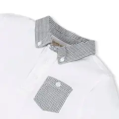 Hope & Henry Boys' Organic Cotton Short Sleeve Jersey Polo with Seersucker Trim, Infant