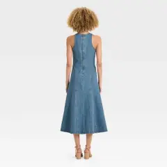 Women's Racerback Denim Midi A-Line Dress - Future Collective