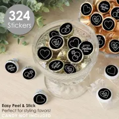 Big Dot of Happiness Mr. and Mrs. - Black and White Wedding or Bridal Shower Small Round Candy Stickers - Party Favor Labels - 324 Count