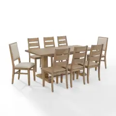 9pc Joanna Dining Set with 6 Ladder Back Chairs and 2 Upholstered Back Chairs Rustic Brown - Crosley