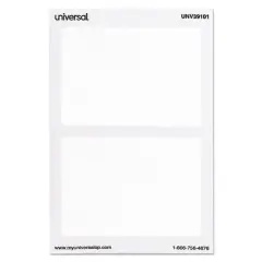 Universal Plain Self-Adhesive Name Badges, 3 1/2 x 2 1/4, White, 100/Pack