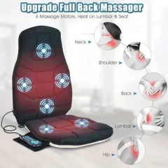 Massage Seat Cushion Back Massager w/ Heat & 6 Vibration Motors for Home