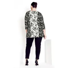 Women's Plus Size Nina Placed Top - black | AVENUE STUDIO