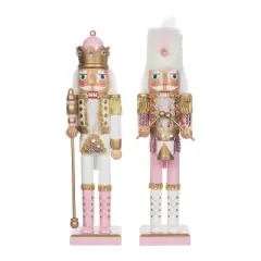 Transpac Large Wood Pastel Nutcracker Set of 2 Decorative Objects for Christmas Multicolor Tabletop Decor and Gifts
