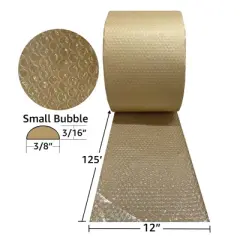 UOFFICE Kraft Backed Bubble Cushioning Wrap 12" x 125-Feet long Roll