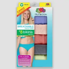 Fruit of the Loom Women's 6+2 Bonus Pack Breathable Micro-Mesh Bikini Underwear - Colors May Vary
