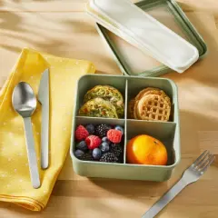 Bento Snack Box 4 Divided Compartments Green - Figmint&trade;