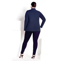 Women's Plus Size Organic Mock Neck Top - navy | AVENUE