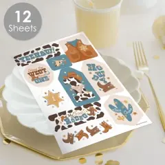 Big Dot of Happiness My First Rodeo - Little Cowboy 1st Birthday Party Favor Sticker Set - 12 Sheets - 120 Stickers