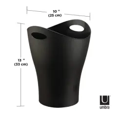 Umbra 2.2gal Garbino Indoor Trash Can Black: Small Bathroom & Bedroom Trash Bin, Polypropylene, Open Top, 13" Height