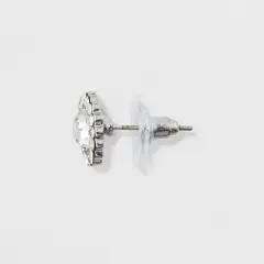 Pave Flower Stud Earrings - A New Day&trade; Silver: Nickel-Free, Shiny Finish, Post Closure