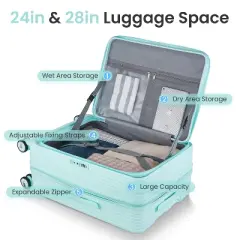 Gulches 3 PC Luggage Sets (20/24/28), Carry On Luggage with TSA Lock Airline Approved,  PC Hard Shell Suitcase with Front Pocket and Spinner Wheels