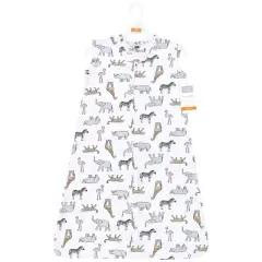 Hudson Baby Infant Girl Cotton Sleeveless Wearable Sleeping Bag, Sack, Blanket, Modern Pink Gray Safari