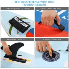 Ancheer 10 Foot Long Inflatable Stand Up Paddle Board with Carry Bag, Paddle, Coil Leash, and Repair Kit with 265 Pound Capacity, Red