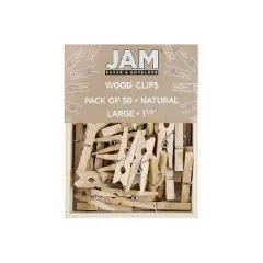 JAM Paper Wood Clip Clothespins Medium 1 1/8 Inch Natural Brown Clothes Pins 2230719108A