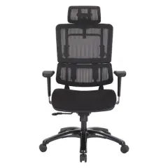 Vertical Mesh Back Chair with Shiny Base and Coal Free Flex Fabric with Headrest - OSP Home Furnishings