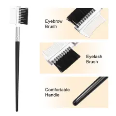 Unique Bargains Soft Double Sided Angled Eyebrow Brush Eyelash Extension Brush for Women Eye Makeup Black