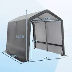 GustoWave 7x12FT Outdoor Portable Storage Shed with Roll-Up Door for Motorcycle, Garden and Tools