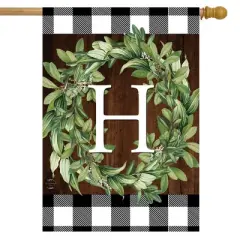 Wreath Monogram H Double-Sided House Flag Everyday 28" x 40" Briarwood Lane