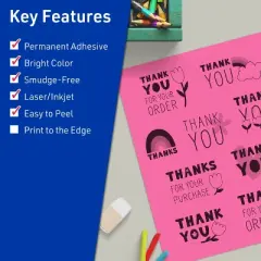 Avery Bright Pink Sticker Paper, 8.5" x 11" Rectangle