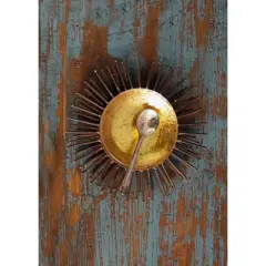 Slickblue Decorative Accent Bowl, Sea Urchin Iron Design with Gold Leaf, Glass Insert and Spoon, 5.75 Inch