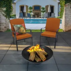 32" Black Cast Iron Fire Pit Bowl with Screen - National Tree Company