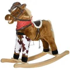 Cesicia Baby Rocking Horse, Plush Animal Rocker with Realistic Sound, Saddle, Toy forAges 3-8 Years Old Child, Brown