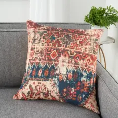  Persian Print Square Throw Pillow Red - Nicole Curtis