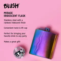 Blush Iridescent Stainless Steel Gifts for Women, Hidden Alcohol Barware, 6 oz, Rainbow, Set of 1, Mirage Flask