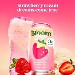 BLOOM NUTRITION Bloom Pop Prebiotic Soda Strawberry Cream  - 4pk/12 fl oz Can